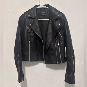 Zara Black Faux Leather Jacket size XS with defect